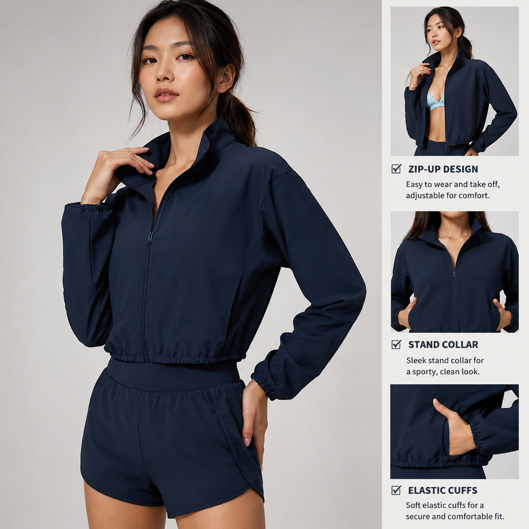Quick-drying zipper windproof stand-up collar jacket