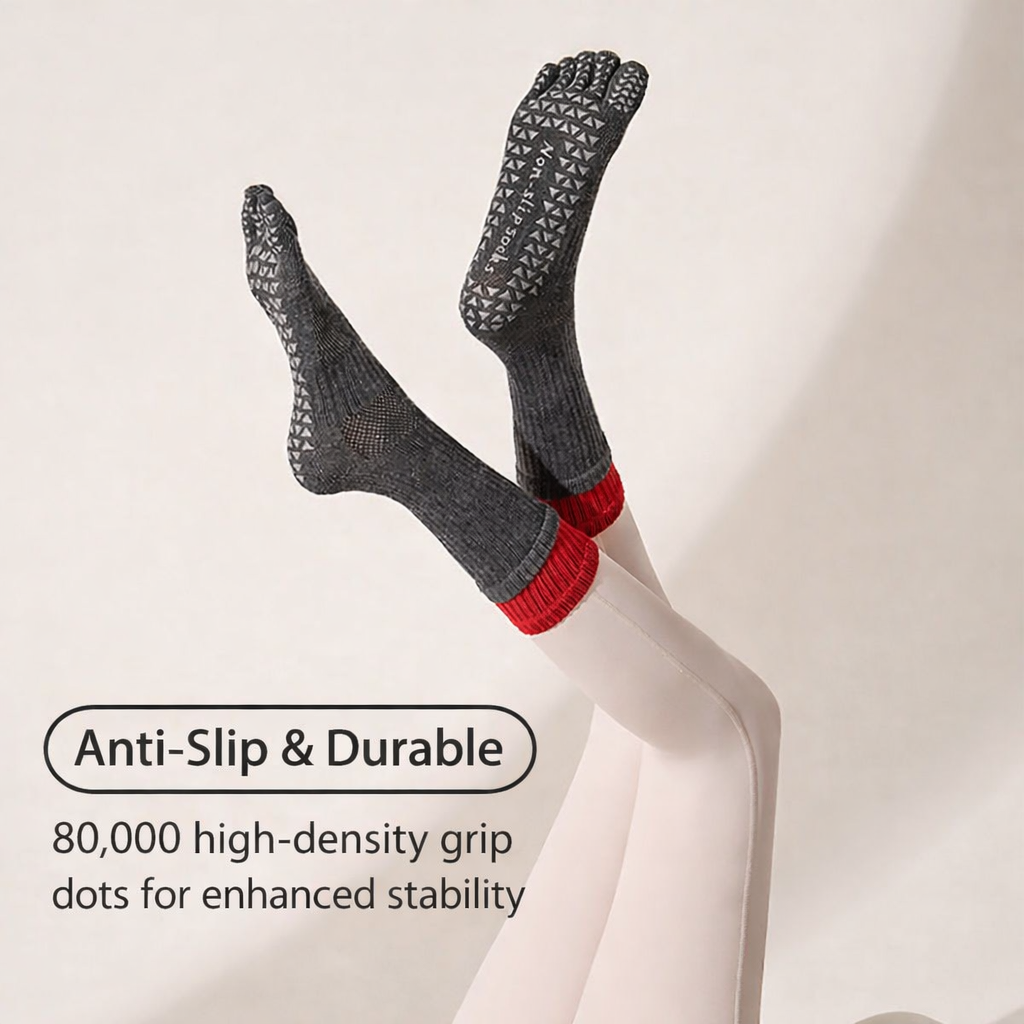 PureCom Five-Toe Grip Socks
