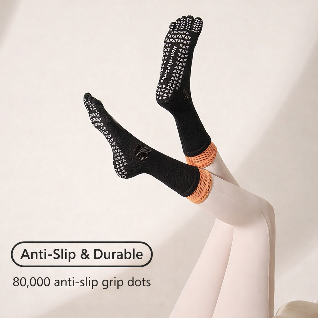 PureCom Five-Toe Grip Socks