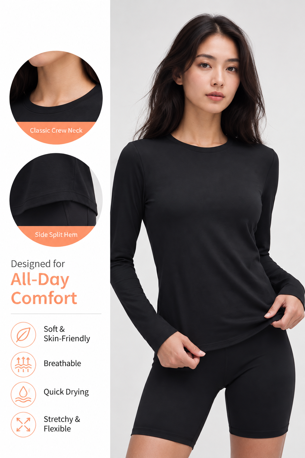 Nara Cotton-Blend Long Sleeve Top
