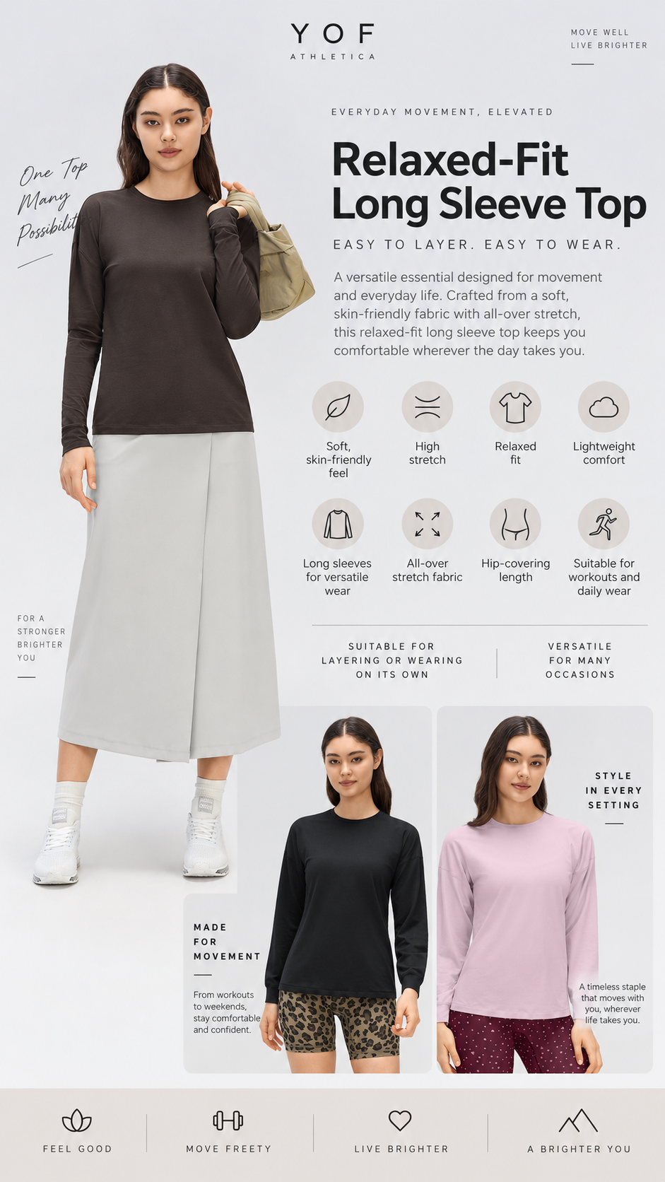 Nara Cotton-Rich Stretch Long Sleeve Top