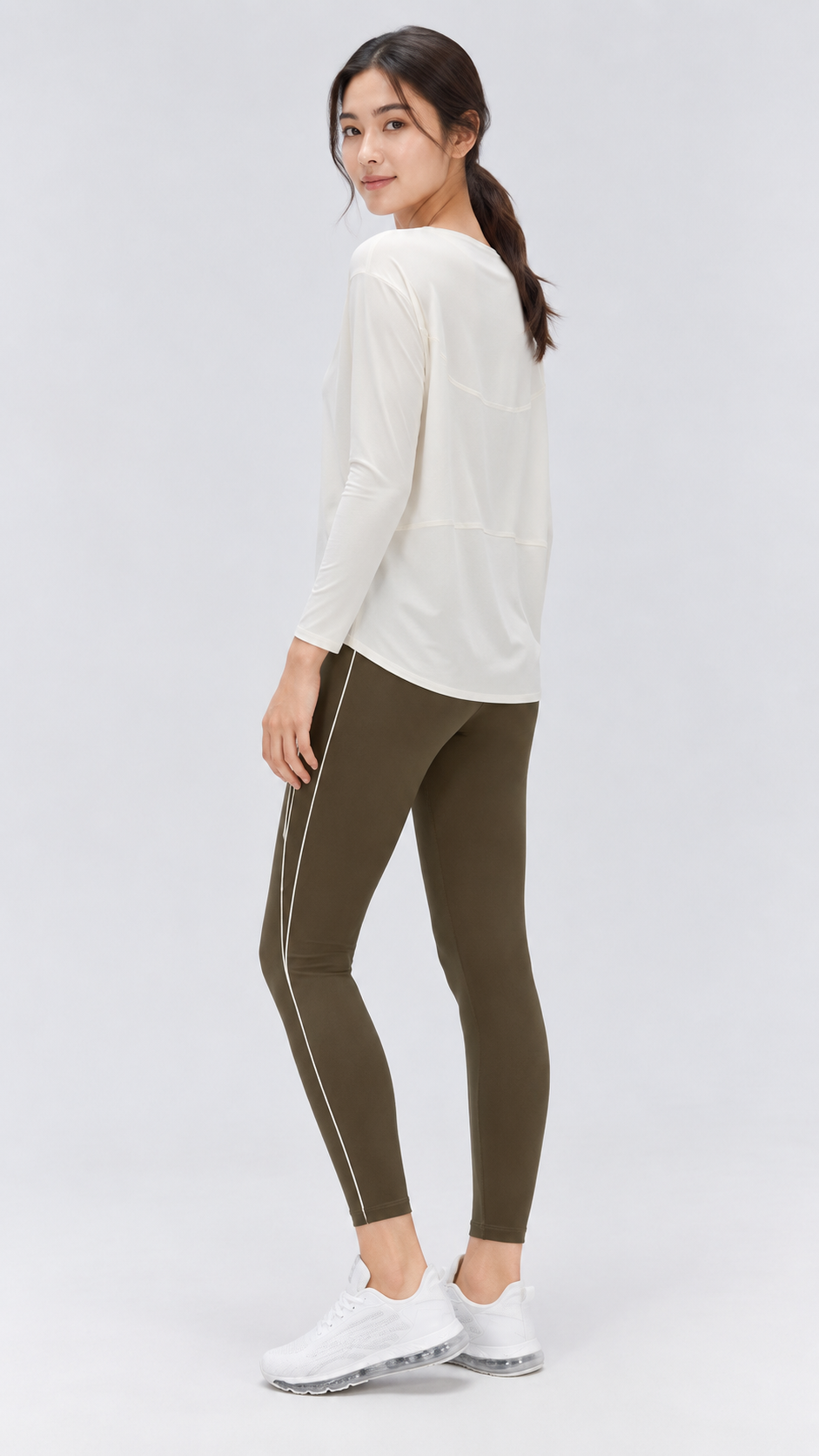Nara Cotton-Blend Boat Neck Long Sleeve Top
