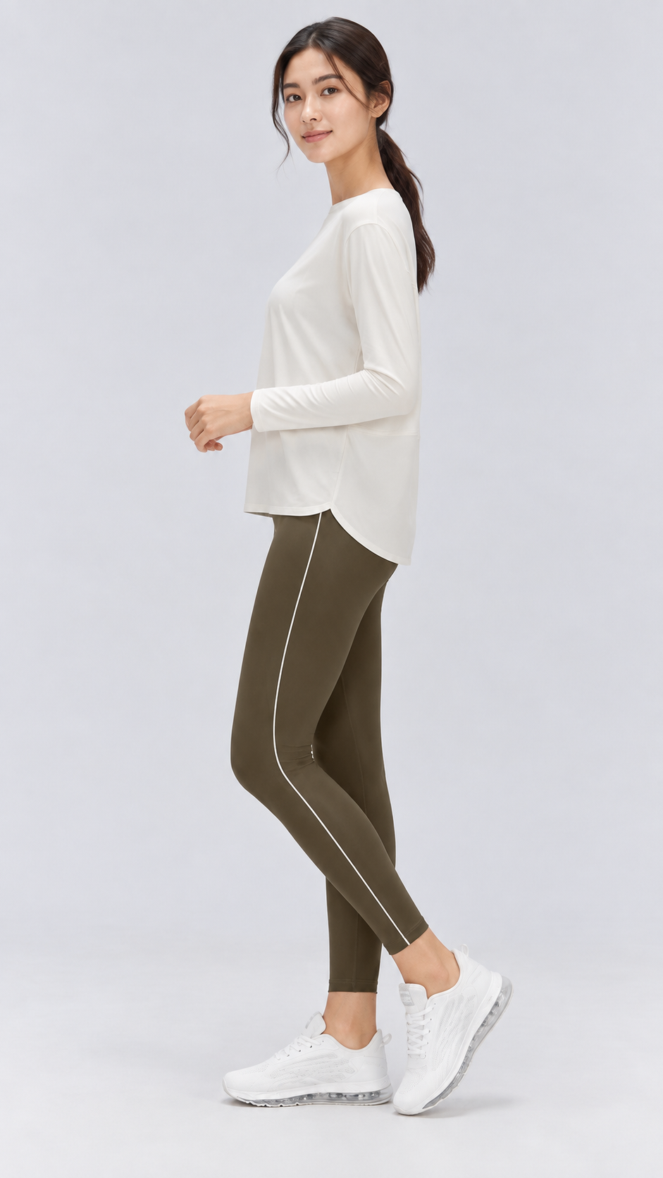 Nara Cotton-Blend Boat Neck Long Sleeve Top