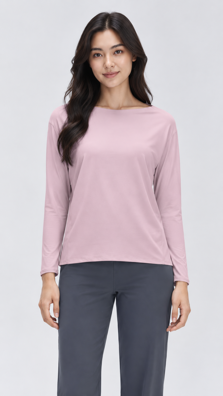 Nara Cotton-Blend Boat Neck Long Sleeve Top