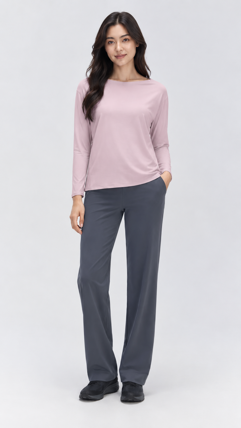Nara Cotton-Blend Boat Neck Long Sleeve Top