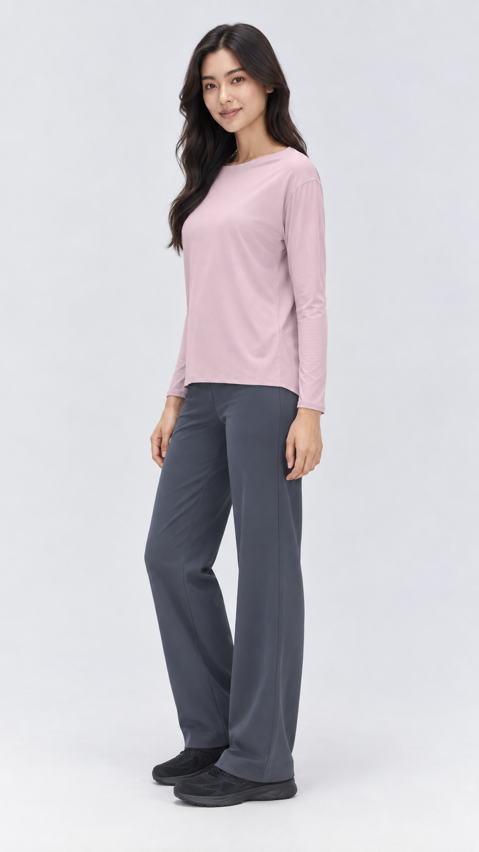 Nara Cotton-Blend Boat Neck Long Sleeve Top