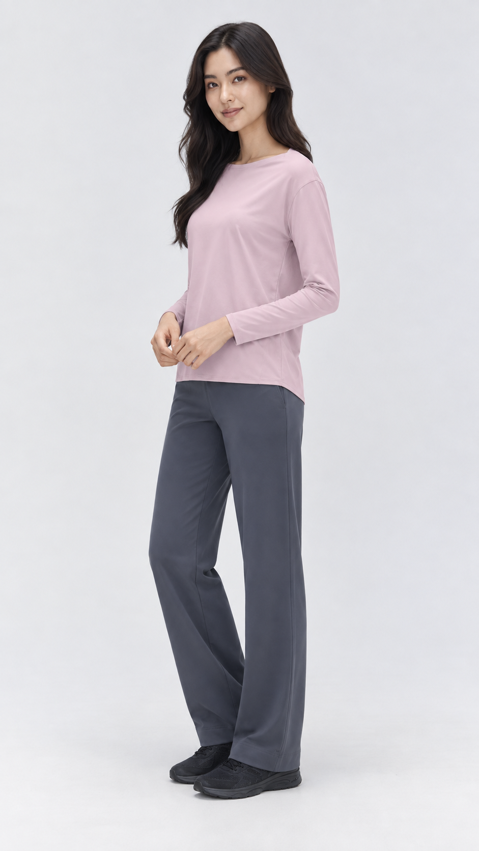 Nara Cotton-Blend Boat Neck Long Sleeve Top