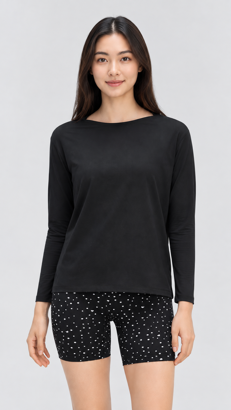 Nara Cotton-Blend Boat Neck Long Sleeve Top