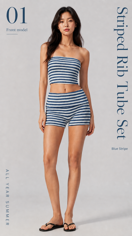 Mimi Stripe Fold-Over Shorts