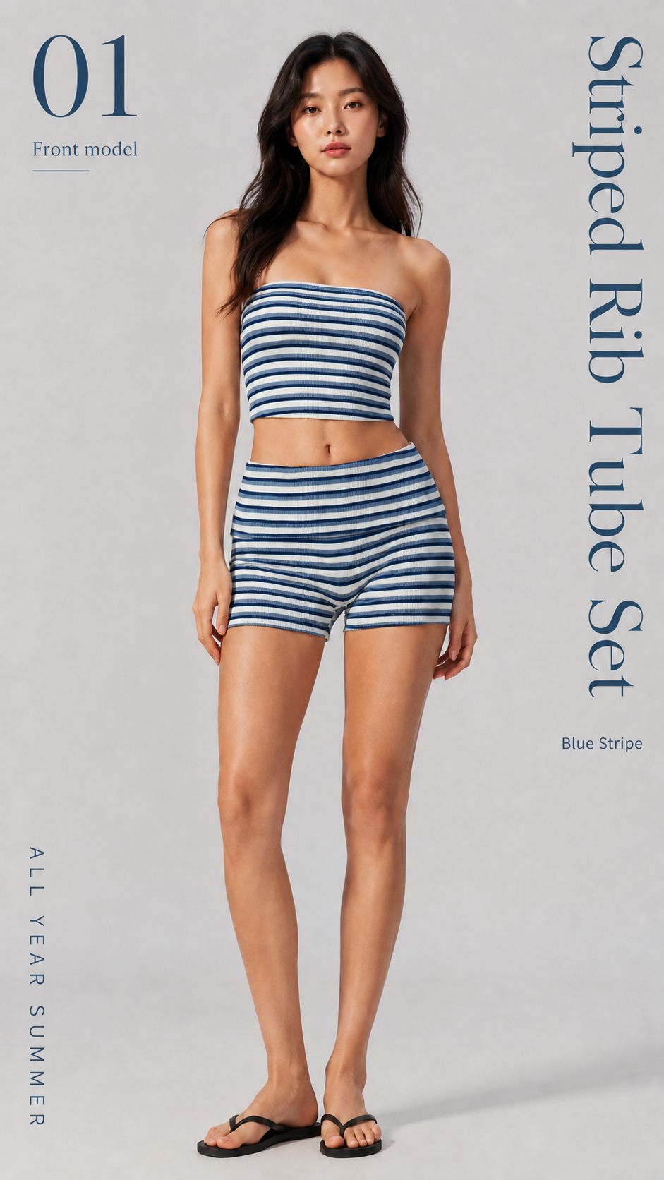 Mimi Stripe Fold-Over Shorts