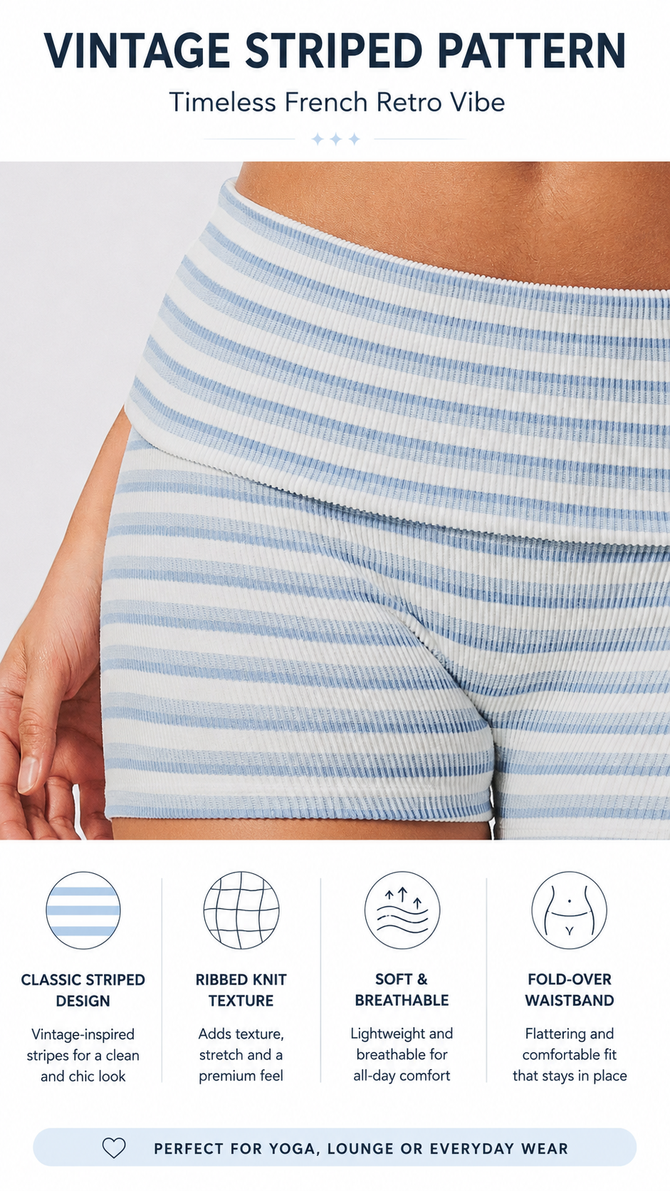 Mimi Stripe Fold-Over Shorts