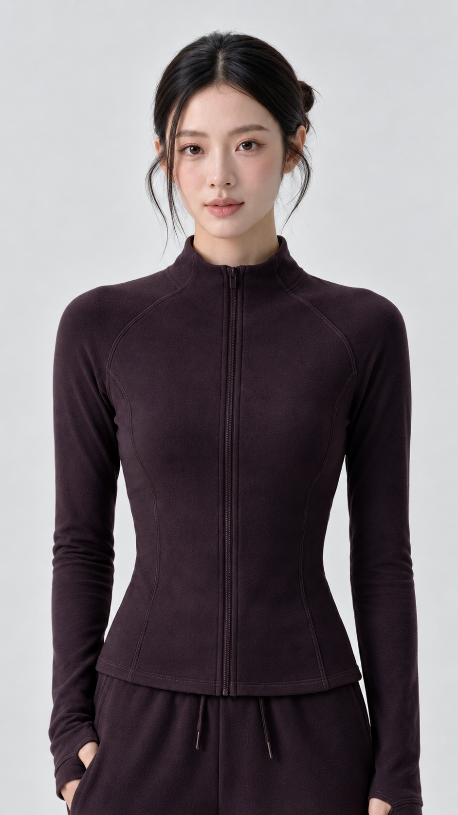 Plum Soft-Fleece Contour Jacket