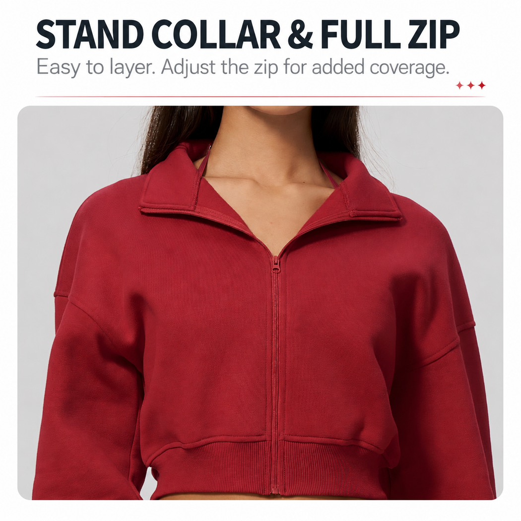 The Cloud-Line Brushed Cotton-Blend Cropped Zip Jacket & Wide-Leg Pants Set
