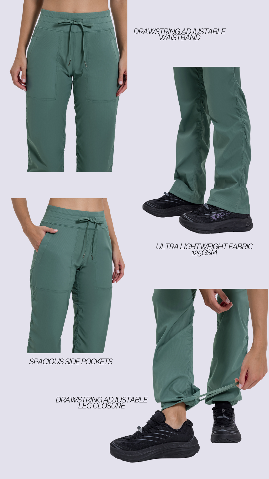 Ultra Lightweight Drawstring Leg Closure Pant With Pockets 125gsm YOF Athletica