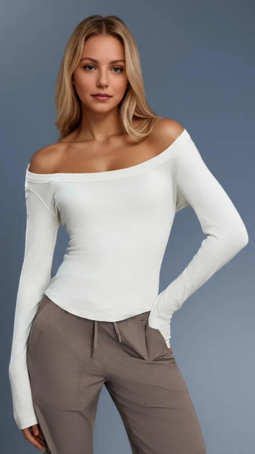 Evara Off-Shoulder Rib Top
