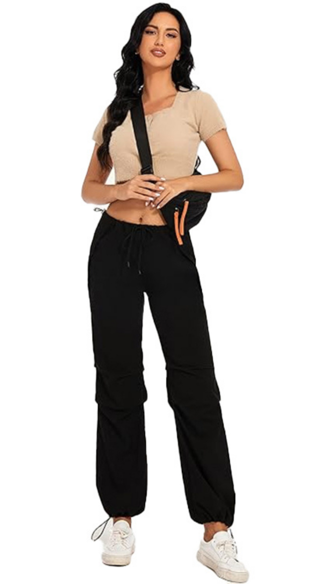 High Waist Adjustable Ruched Cargo Pants