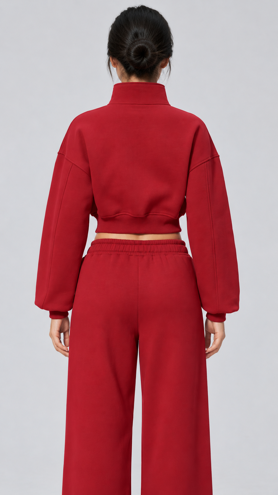 The Cloud-Line Brushed Cotton-Blend Cropped Zip Jacket & Wide-Leg Pants Set