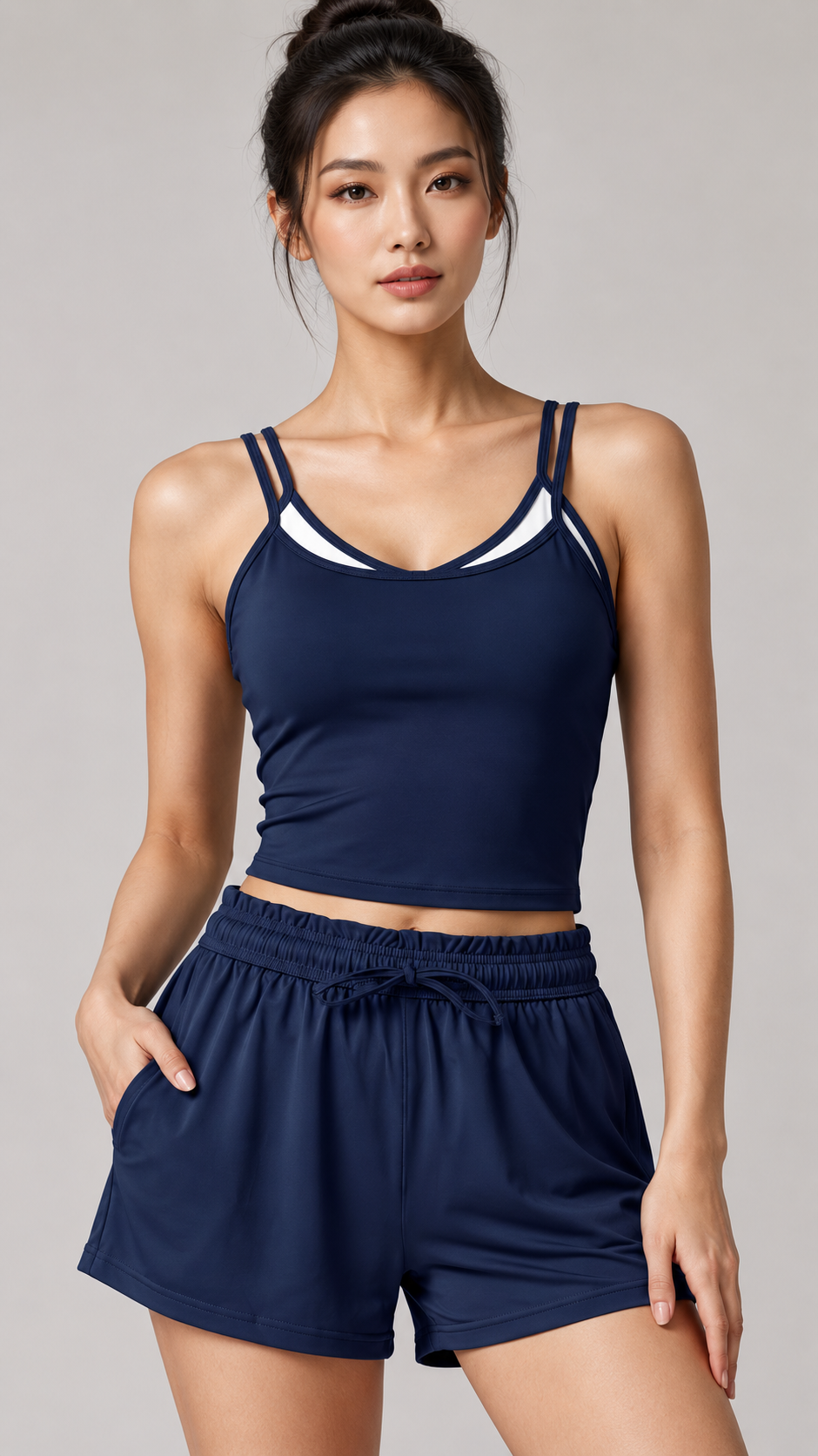 Tavi Double-Strap Tank & Sports Shorts Set