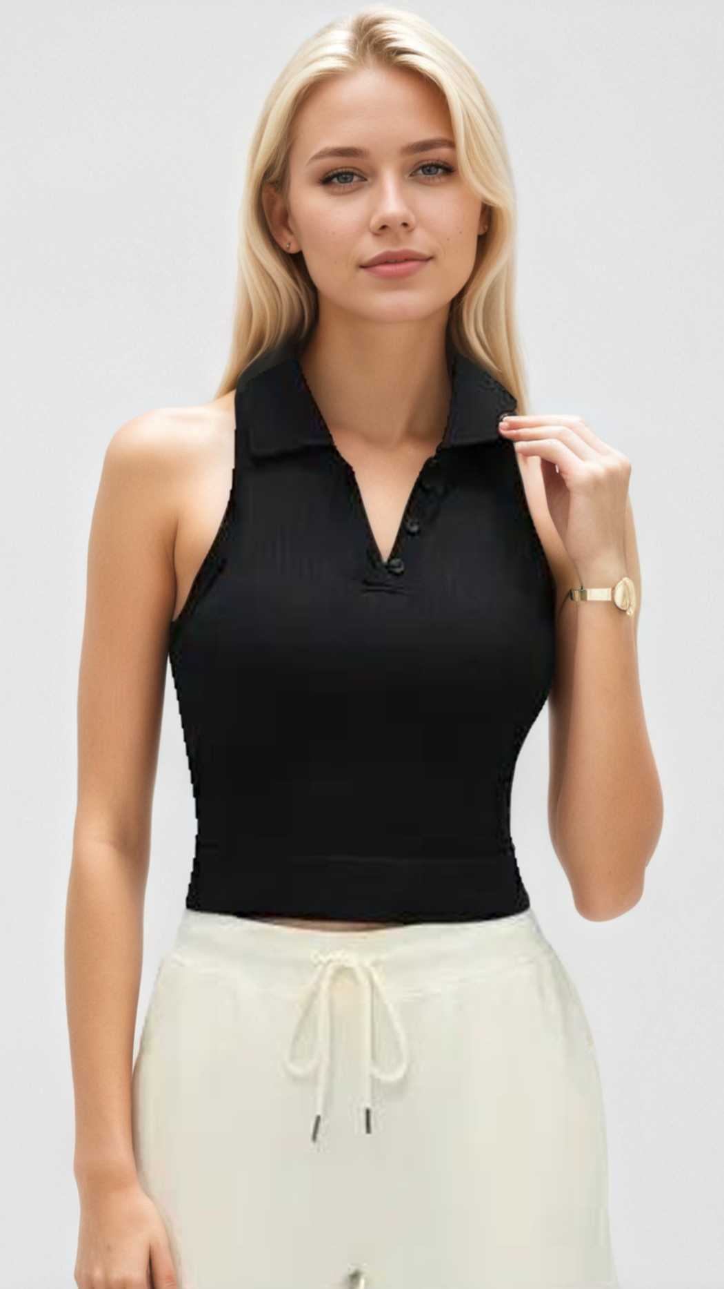 Serein Sleeveless Polo Top