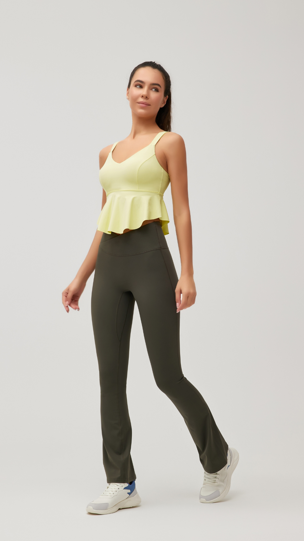 Light Yellow Halter Neck Sports Bra