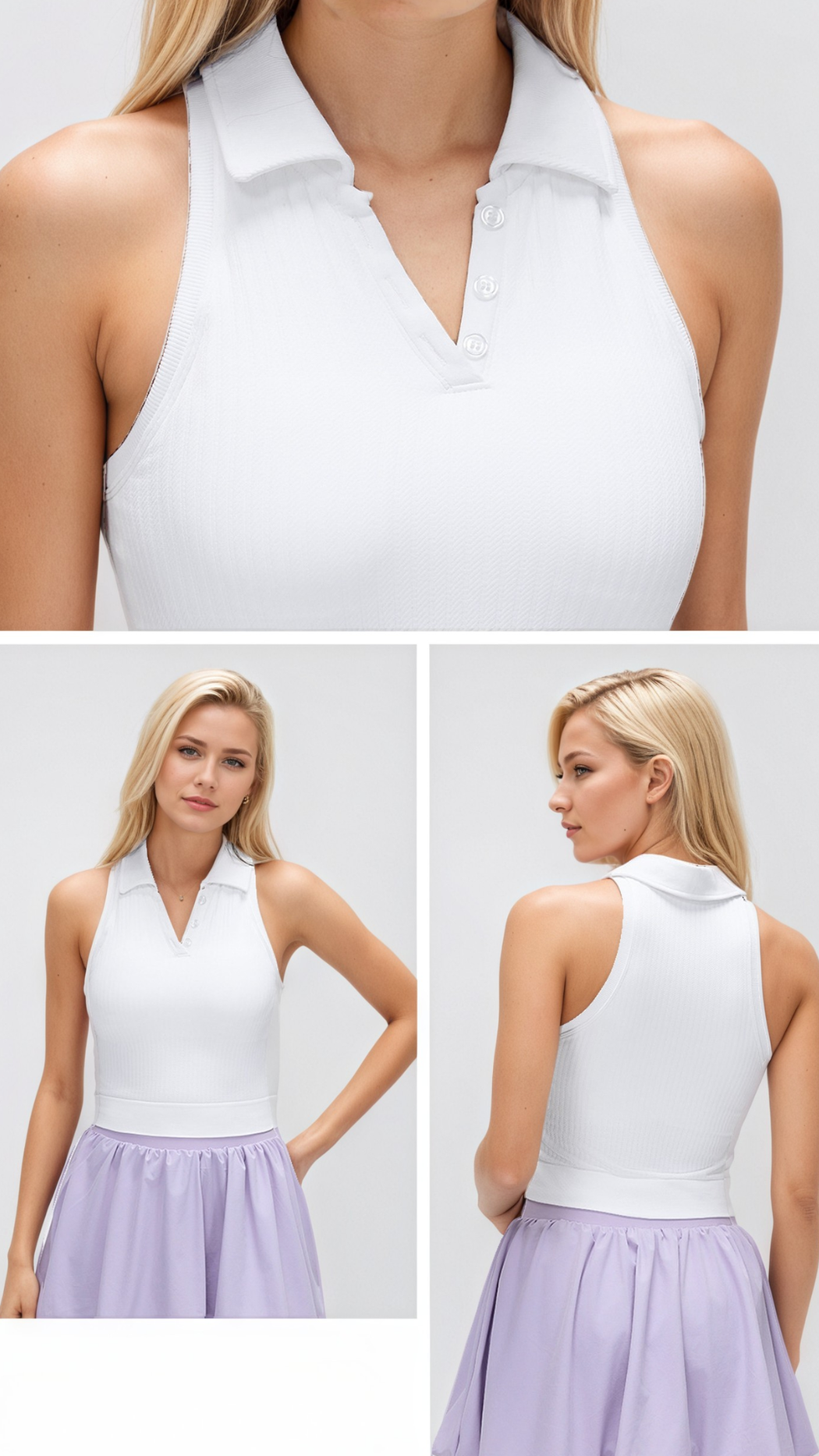 Serein Sleeveless Polo Top