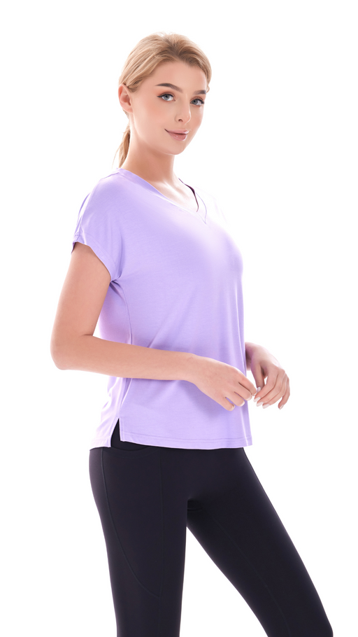 Lilac Breeze Bamboo V-Neck Tee