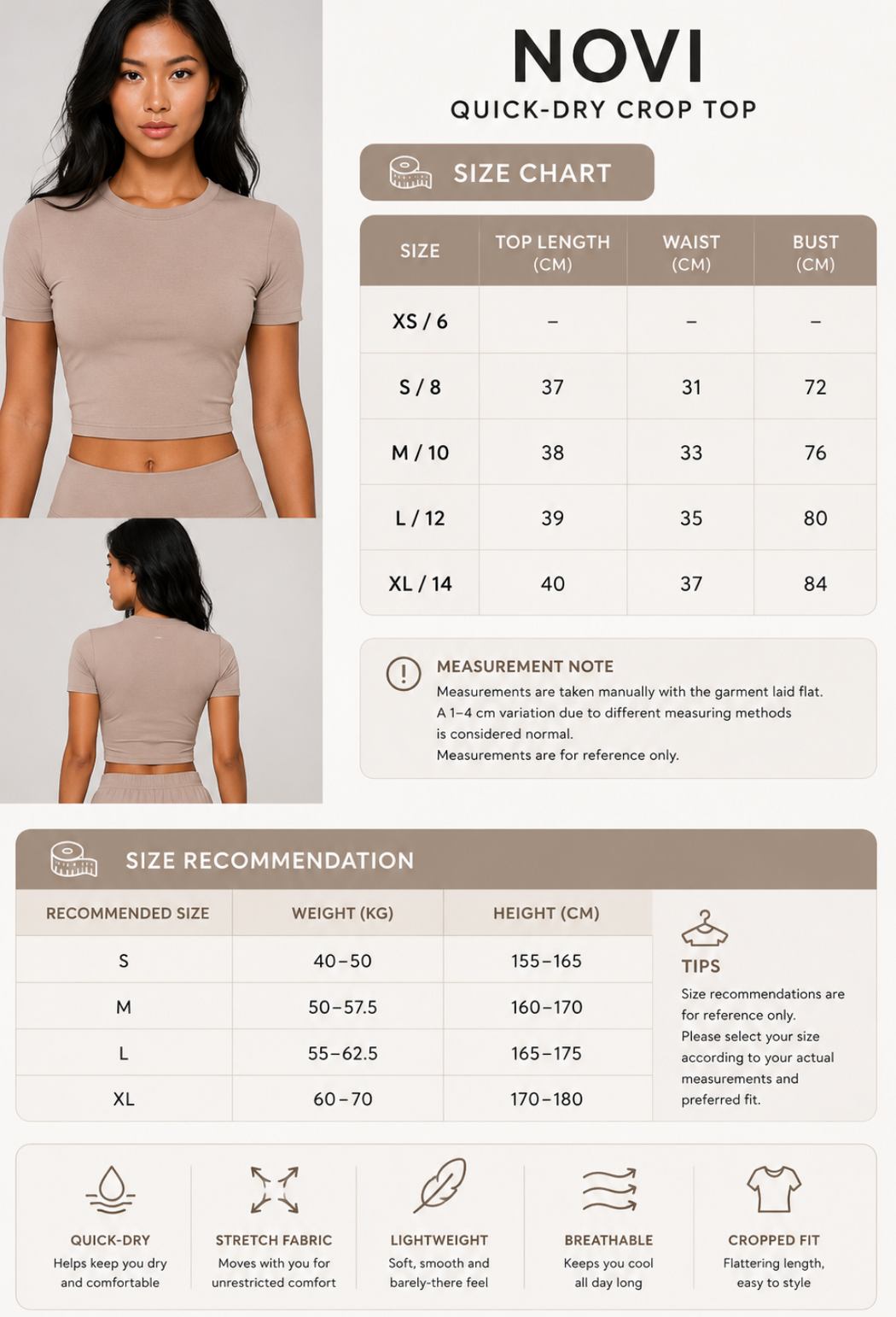 Novi Quick-Dry Crop Top