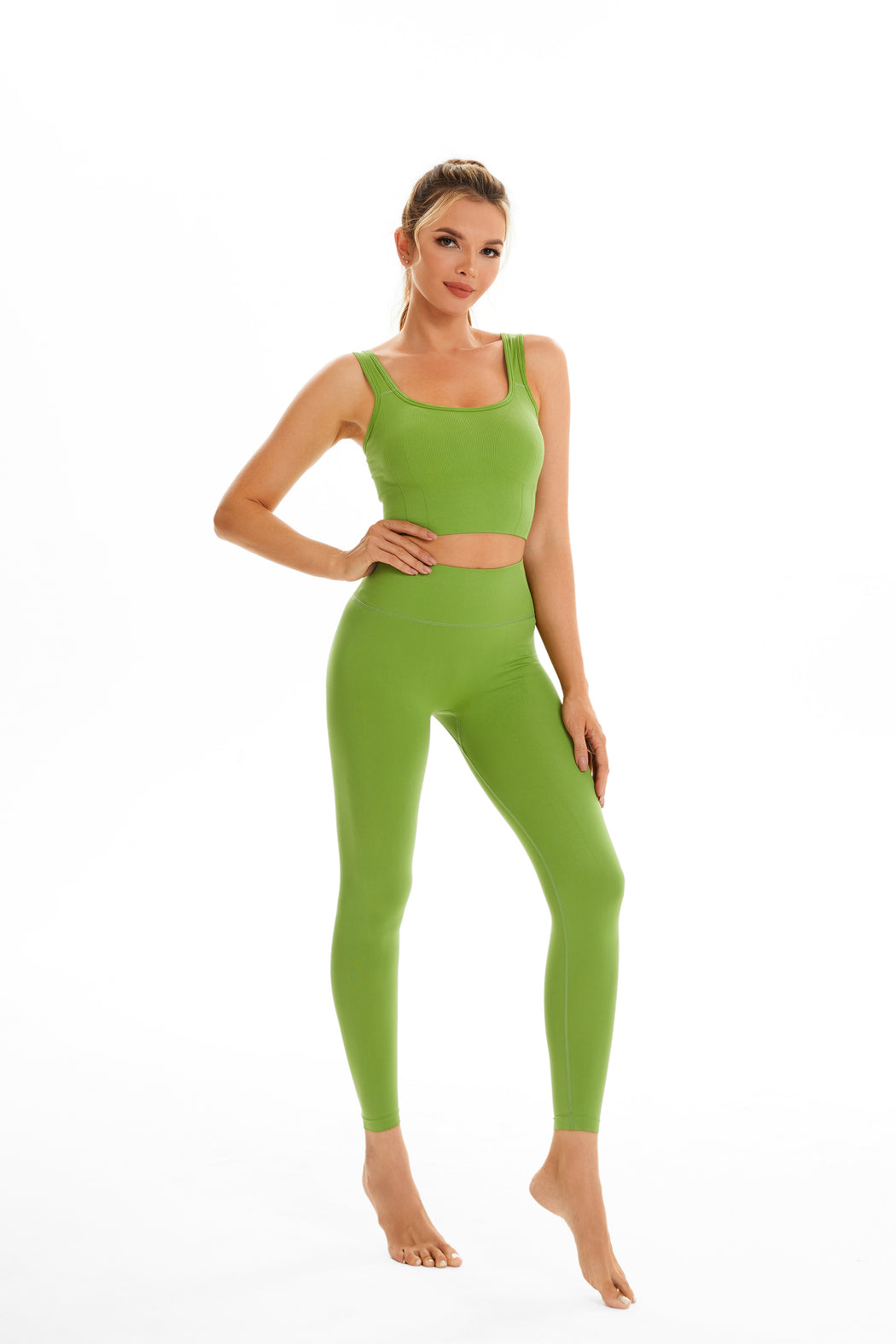 Live-The-Process Forest Green Seamless Yoga Bra Top