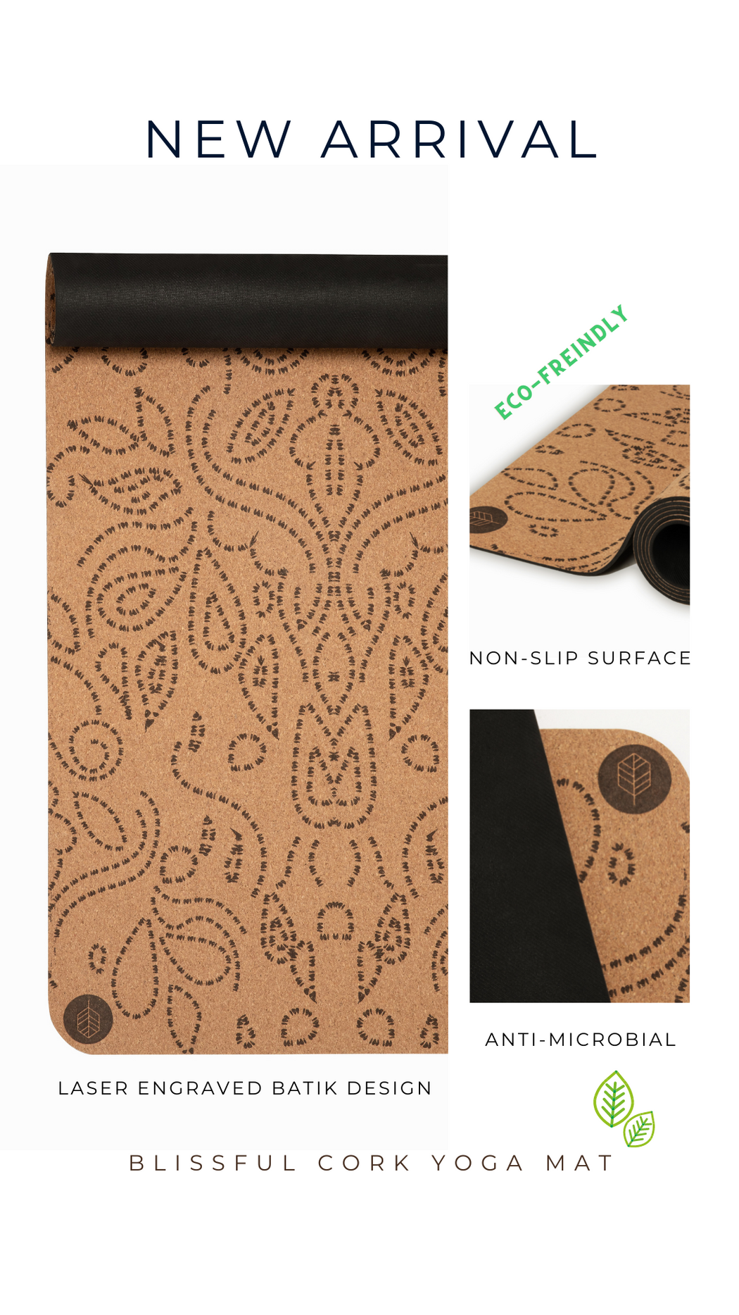 Natural rubber cork yoga discount mat