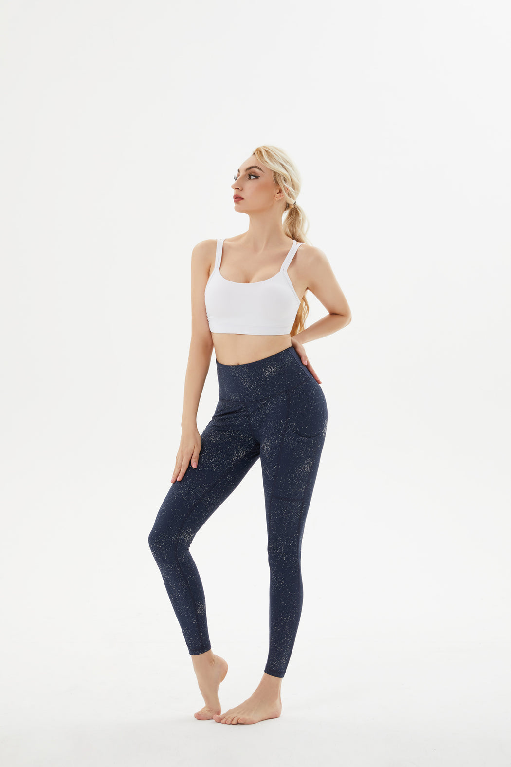 High Waist L.O.V.E Glitter Active Leggings Navy (New)