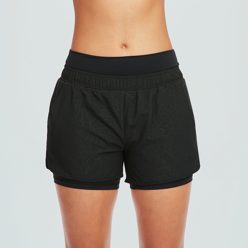 Floral Embossed 2-In-1 Running Shorts
